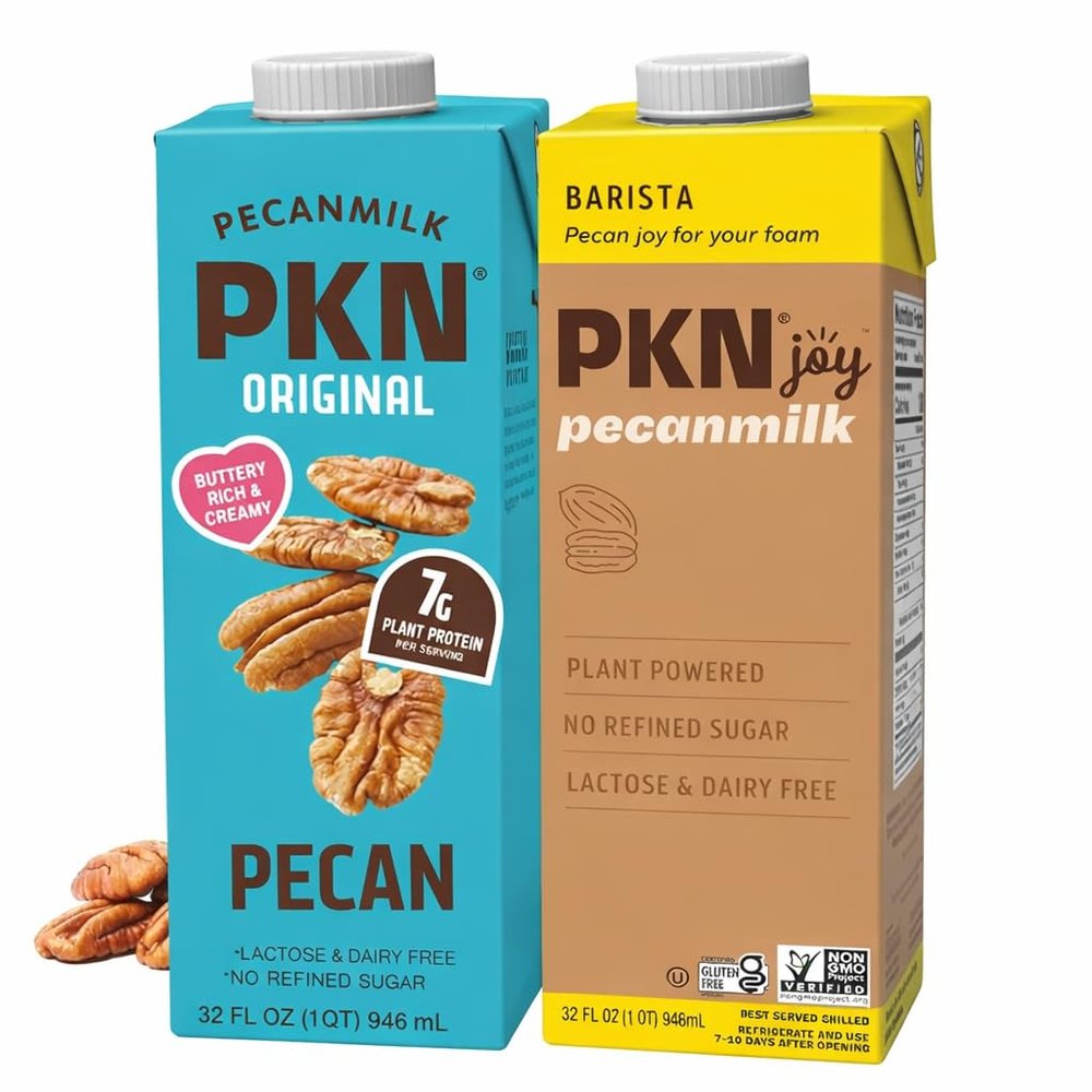 PKN Barista Edition Pecan Milk + PKN Original Pecan Milk, 32 fl oz Each (Pack of 2), Dairy-Free, Vegan, Non-GMO, Plant-Based Nut Milk Variety Pack