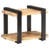 LKJVFCPW Industrial Bedside Cabinet, Solid Mango Wood and Iron Nightstand with 2 Storage Shelves, Rustic End Side Table for Bedroom and Living Room, Brown view 1