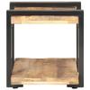 LKJVFCPW Industrial Bedside Cabinet, Solid Mango Wood and Iron Nightstand with 2 Storage Shelves, Rustic End Side Table for Bedroom and Living Room, Brown view 3