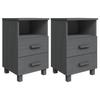 Bedside Cabinet Set of 2, Modern Nightstand with 2 Drawers, Solid Pine Wood and MDF Side Table for Bedroom, Living Room, Dark Grey view 2