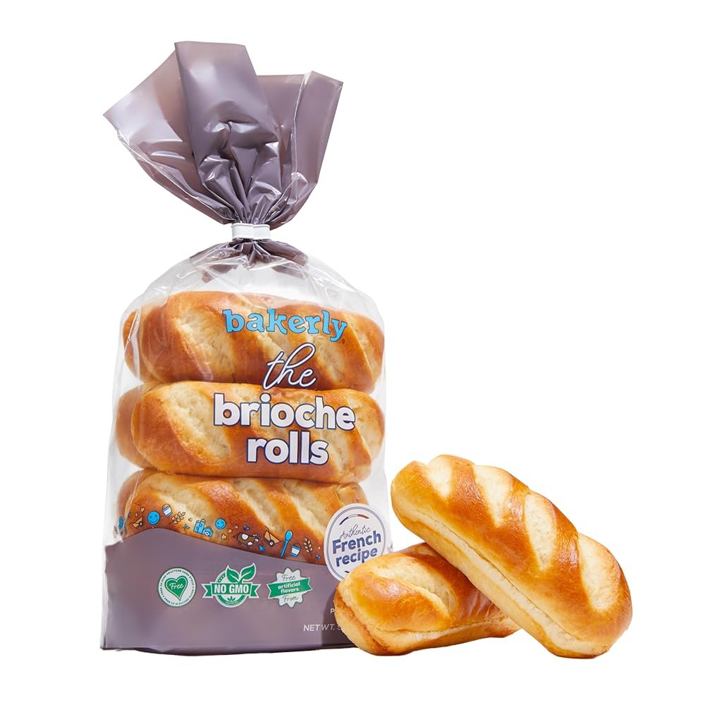 bakerly Brioche Rolls Pack of 12, 8-Count, Non-GMO, No Artificial Colors or Flavors (96 Total Brioche Rolls)