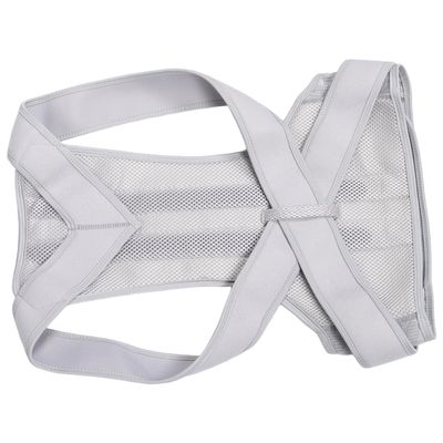 NULYLU Adjustable Upper Back Posture Corrector Belt Gray Medium Size Lumbar Support Brace for Neck Shoulder Alignment and Humpback Correction