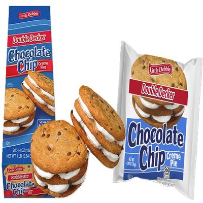 Little Debbie Double Decker Chocolate Chip Creme Pie 26.64oz caddy, 6 creme pies