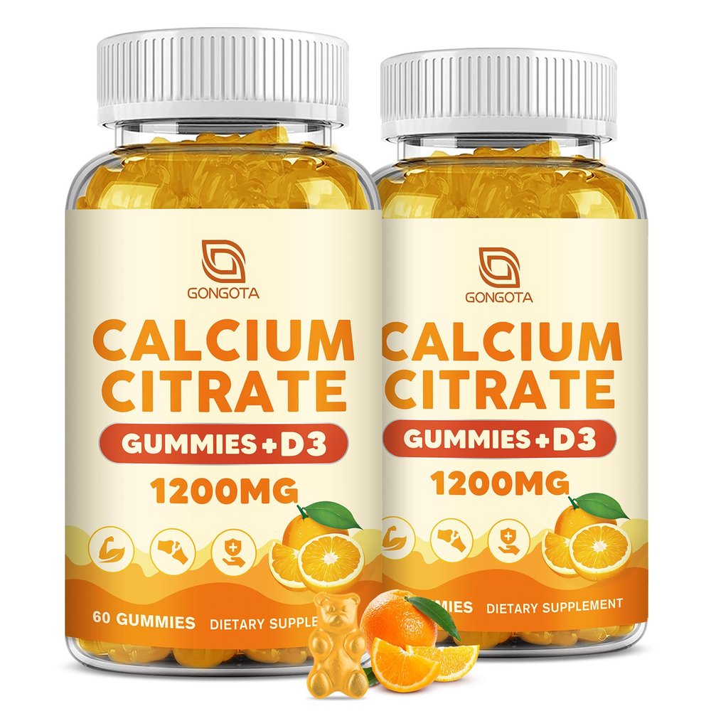 Calcium Citrate 1200mg with Vitamin D3 Gummies Pure Formula calcium supplement, Bone Health Support for Women, Men, Seniors High Absorption, Easy to Digest, Sugar Free, Orange Flavor,60 Day Supply