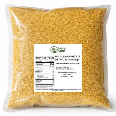 Fine Bulgur Wheat #1 2 LB (32 oz) Extra Fine Cracked Wheat for Tabbouleh, Kibbeh & Baking Quick Cooking, High Fiber, Vegan Whole Grain