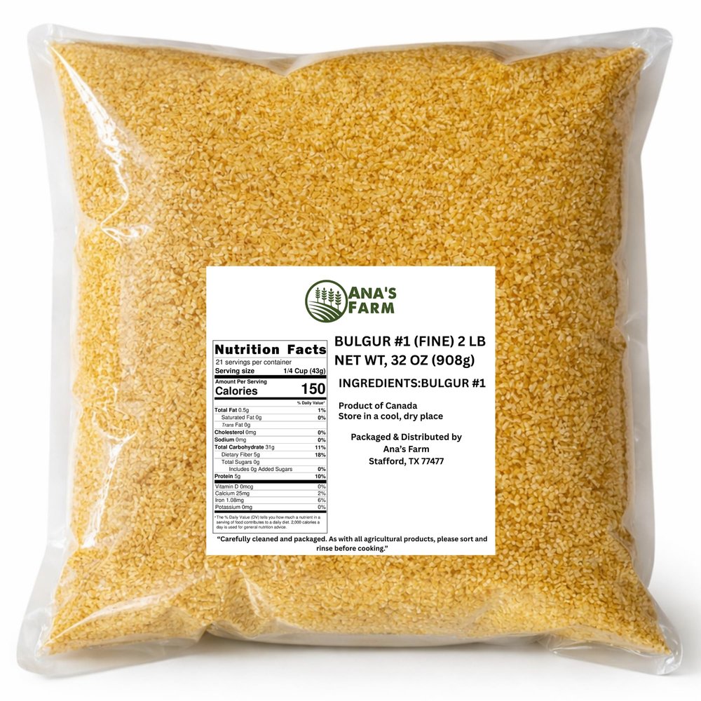Fine Bulgur Wheat #1 2 LB (32 oz) Extra Fine Cracked Wheat for Tabbouleh, Kibbeh & Baking Quick Cooking, High Fiber, Vegan Whole Grain