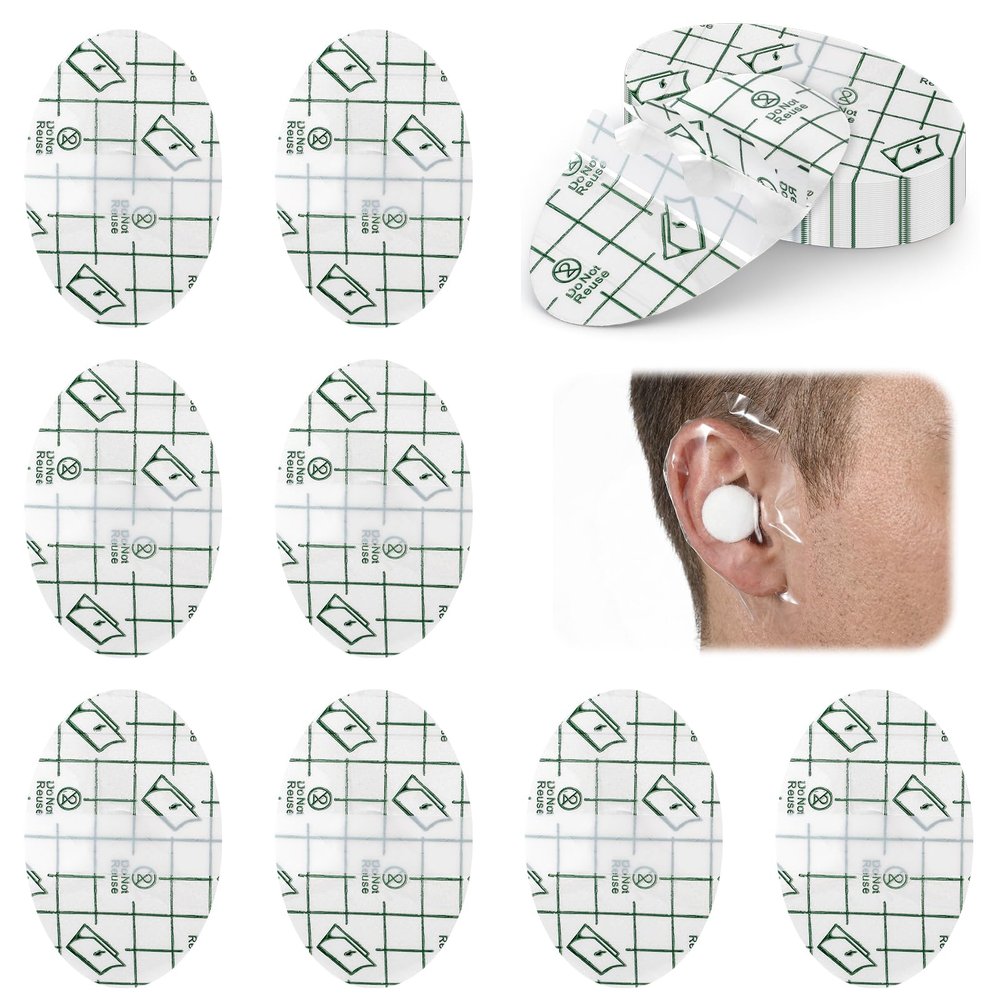 100 PCS Ear Covers for Shower Waterproof Ear Stickers for Adults Swimming Ear-Stickers with Soft Cotton Ear-Plugs Ear-Covers for Swimming Shower Ear-Protectors for Surfing Snorkeling Water Sports
