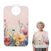siphylline Adult Feeding Bib Elderly - Waterproof Reusable Large Bibs with Foldable Catcher Pocket for Elderly Women Men Bloom Flowers Floral Weeds Spring view 2