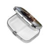 Angry Bear in The River Pill Box Square Metal Pill Case with 2 Compartment Travel Pill Organizer for Vitamins Medication view 2