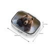 Angry Bear in The River Pill Box Square Metal Pill Case with 2 Compartment Travel Pill Organizer for Vitamins Medication view 3
