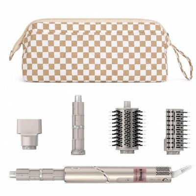 Shark Flex Style Travel Case for Dyson Hair Dryer Airwrap, Quilted Hair Tools Travel Bag Organizer Accessories Holder, Curling Iron Carrying Case for Shark Dyson Revlon (Light Checkerboard)