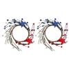 Aulaygo 2pcs Patriotic Candle Rings Wreaths Summer White Red and Blue Mixed Berries & Pip Berry Candle Rings Artificial Candle Holder for 4 of July Home Kitchen Table Centerpiece (Blue) view 1