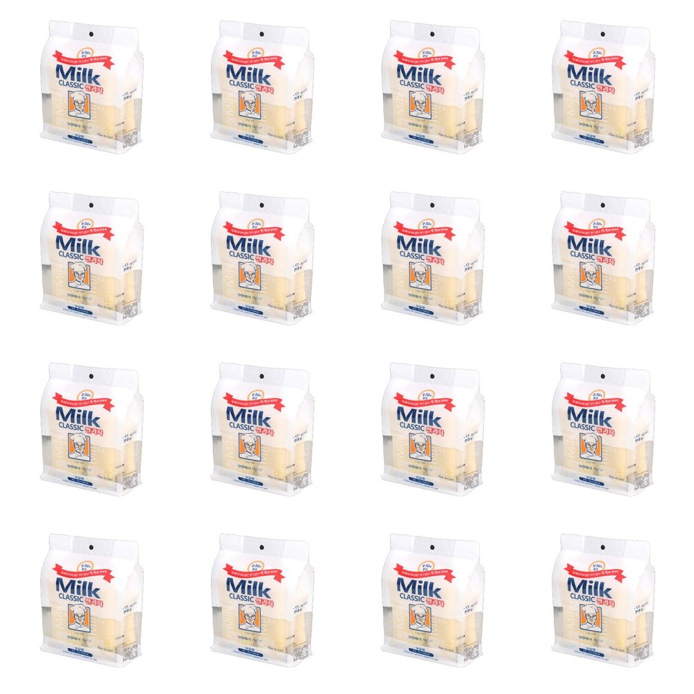 Milk Korean Rice Snack 16 Pack, Non-Fried Crispy Rice Bars, Melt-in-Your-Mouth Texture, Individually Wrapped Milk Flavor Snack, 8.53oz (241.8g) Each