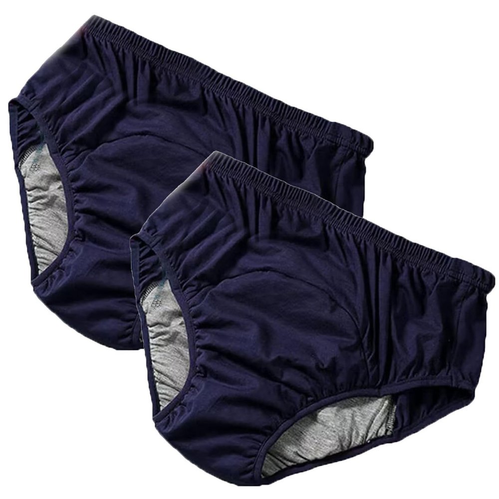 2 Pack Incontinence Underwear Men Post Surgery Care Leakproof Panties Washable Cloth Diapers Cotton Absorbent Briefs