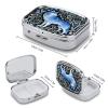 Blue Wolf Print Pill Box 2 Compartment Decorative Metal Pill Case for Pocket Or Purse Travel Portable Medicine Box Pill Container Organizer for Vitamins Fish Oils Supplements view 2