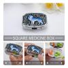Blue Wolf Print Pill Box 2 Compartment Decorative Metal Pill Case for Pocket Or Purse Travel Portable Medicine Box Pill Container Organizer for Vitamins Fish Oils Supplements view 4
