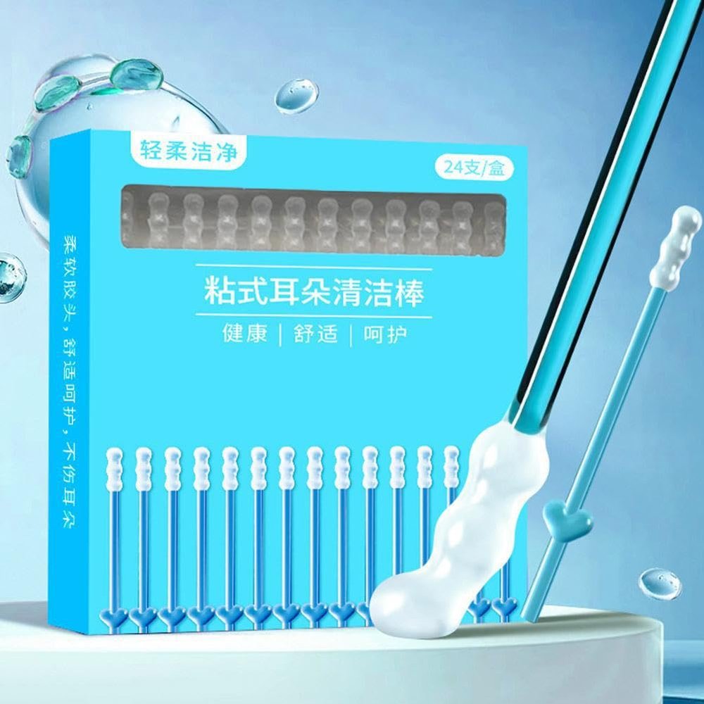 24pcs Sticky Cleaning Ear Stick, Reusable Earwax Removal Swabs, Soft Ear Cleaning Tools for Gentle and Effective Care,for All Ages