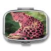 Liangguang Powder Leopard Pill Case Portable Medicine Organizer Travel Daily Pill Box Small Metal Medicine Box for Purse Pocket Pill Container Holder Two Compartments Medication Holder view 1