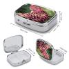 Liangguang Powder Leopard Pill Case Portable Medicine Organizer Travel Daily Pill Box Small Metal Medicine Box for Purse Pocket Pill Container Holder Two Compartments Medication Holder view 2