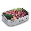Liangguang Powder Leopard Pill Case Portable Medicine Organizer Travel Daily Pill Box Small Metal Medicine Box for Purse Pocket Pill Container Holder Two Compartments Medication Holder view 3