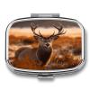 Antler Red Deer Pill Box 2 Compartment Decorative Metal Pill Case for Pocket Or Purse Travel Portable Medicine Box Pill Container Organizer for Vitamins Fish Oils Supplements view 1