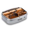 Antler Red Deer Pill Box 2 Compartment Decorative Metal Pill Case for Pocket Or Purse Travel Portable Medicine Box Pill Container Organizer for Vitamins Fish Oils Supplements view 3