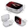 Red-Black Shark Pill Box 2 Compartment Decorative Metal Pill Case for Pocket Or Purse Travel Portable Medicine Box Pill Container Organizer for Vitamins Fish Oils Supplements view 2