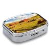Ranch Pill Case Portable Medicine Organizer Travel Daily Pill Box Small Metal Medicine Box for Purse Pocket Pill Container Holder Two Compartments Medication Holder view 3