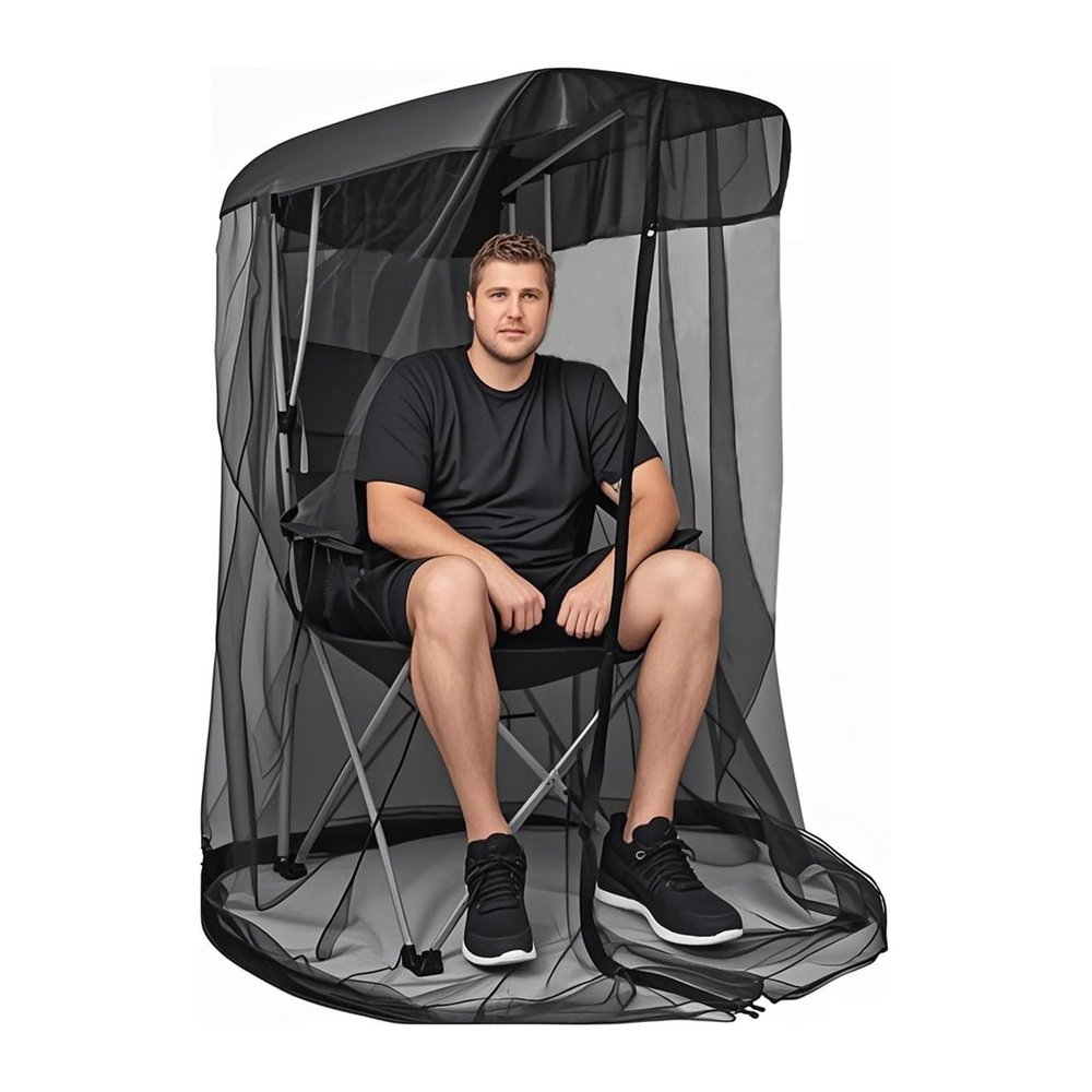 Outdoor Swing Mosquito net Fishing Courtyard Garden Mosquito net Swing Rocking Chair Blackout Gauze Travel Simple Installation Mosquito net(Black(),185 * 125 * 205CM)