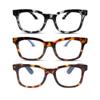2SeeLife 3-Pack Wide Reading Glasses for Women Medium-Large Fit, Thick & Sturdy Frame, Spring Hinges, Premium Designer Readers, Grey Leopard, T. Blue, T. Green, +1.75 view 1