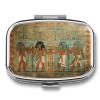 Women in Ancient Egypt Pill Box 2 Compartment Decorative Metal Pill Case for Pocket Or Purse Travel Portable Medicine Box Pill Container Organizer for Vitamins Fish Oils Supplements view 1