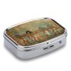 Women in Ancient Egypt Pill Box 2 Compartment Decorative Metal Pill Case for Pocket Or Purse Travel Portable Medicine Box Pill Container Organizer for Vitamins Fish Oils Supplements view 3