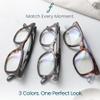 2SeeLife 3-Pack Wide Reading Glasses for Women Medium-Large Fit, Thick & Sturdy Frame, Spring Hinges, Premium Designer Readers, Grey Leopard, T. Blue, T. Green, +1.50 view 3