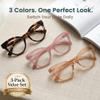2SeeLife 3-Pack Oversized TR-90 Cat Eye Reading Glasses for Women Narrow-Medium Fit, Durable and Sturdy Frame, Premium Readers, Pink, Champagne, Tortoise Brown, +1.25 view 2