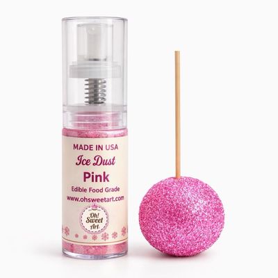 Edible Glitter Spray Pump 10g Metallic Luster Dust for Cakes, Cupcakes & Desserts Food Grade Shimmer Spray for Cake Decorating (Multiple Colors) (Pink)