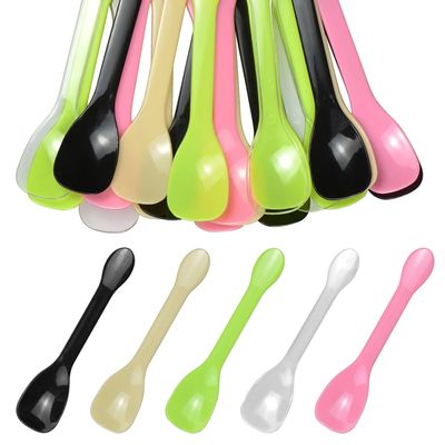 50 Pcs Disposable Dessert Spoons, Mini Plastic Tasting Spoons for Ice Cream, Caviar & Desserts, Small Disposable Spoons for Sampling, Catering, Party Supplies & Mini Dessert Cups (Multicolor)