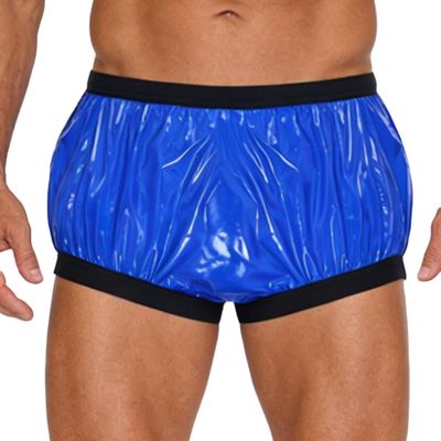 Mufeng Mens Waterproof Anti-Leak Diaper Cover Elastic Bands Washable Incontinence Underwear Blue 3X-Large