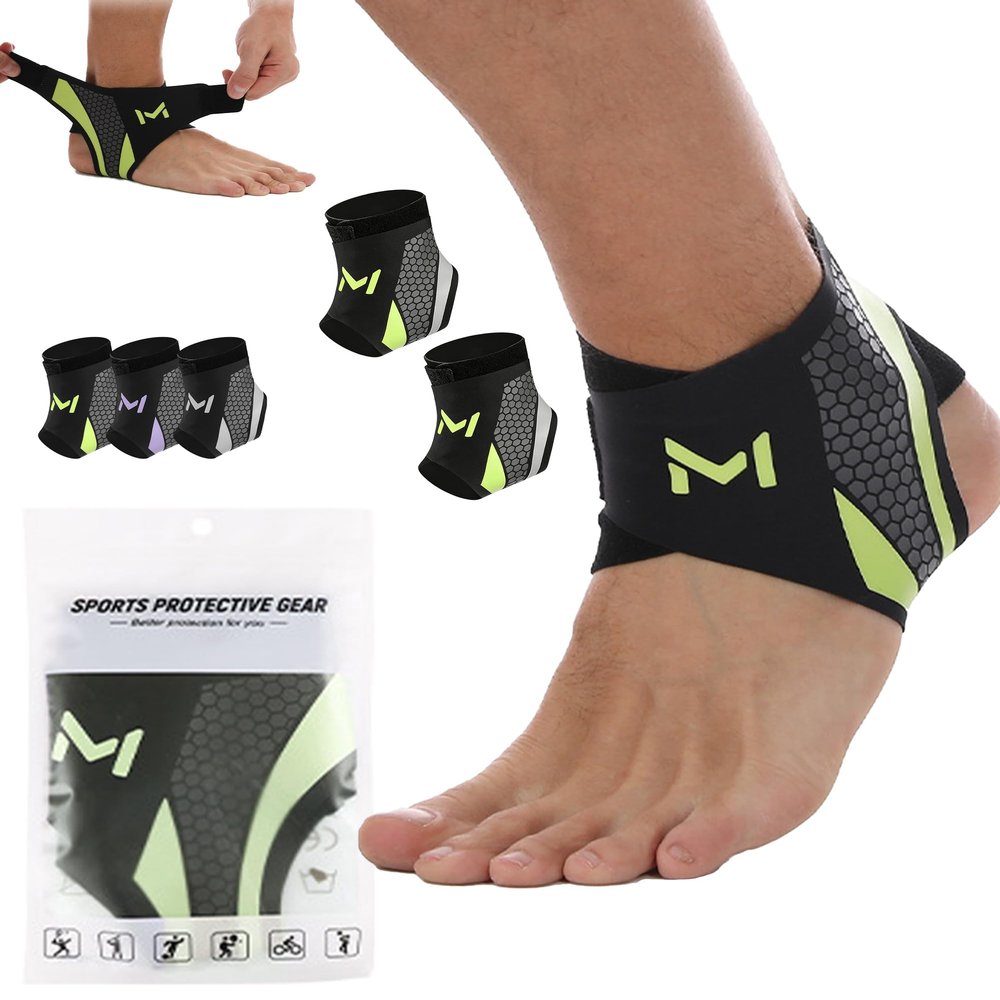 Ankle Brace for Men & Women, Adjustable Breathable Lace-Up Stabilizer with Figure-8 Straps for Sprained Ankle Support, Prevents Rolling, Ideal for Basketball, Running, and Sports (Green*2)