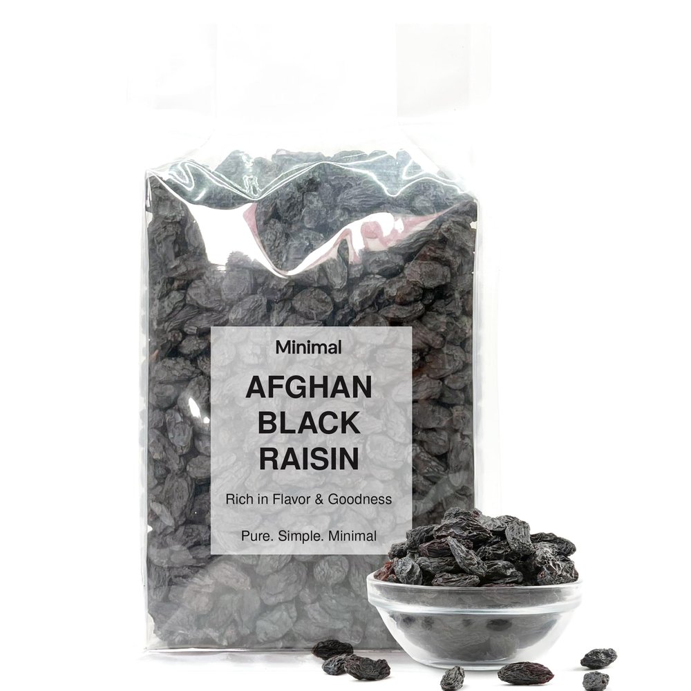 Minimal Black Raisins With Seeds 16 OZ(454g) Natural Sun-Dried Black Grapes | No Sugar Added | Healthy Snack | Premium Dried Fruit