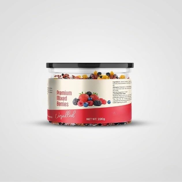 Dried Mixed Berries, 200g | 100% Berries | No Raisins | Low Calories | 99% Fat Free | Antioxidant Mix | Natural Sugar