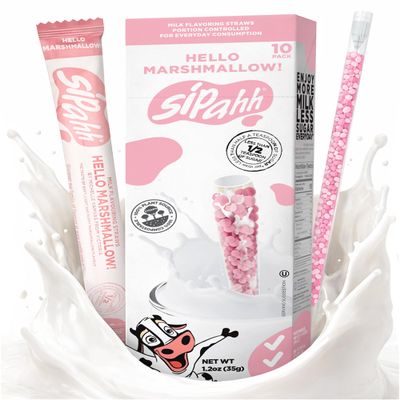 Sipahh Milk Flavoring Straws Hello Marshmallow, 10 Pack Marshmallow Milk Straws for Kids, Individually Wrapped