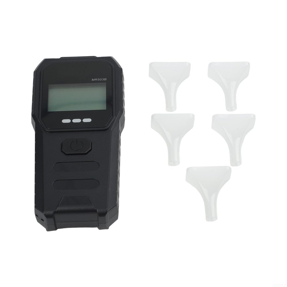 Portable Breathalyzer for LED Display & Voice Announcement, Semiconductor Tester for Drunk Driving Detection, Green/Yellow/Red Indicators, Black