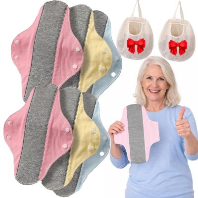 3/6Pcs S/L Size Reusable Velour Pads Incontinence, Upgraded and Extended Velour Pads-Graphene Absorbent Pad, Leakproof Cloth Pads, Breathable Pad for Day/Night Use (6pcs(Random Color), L(10.6*8.3in))