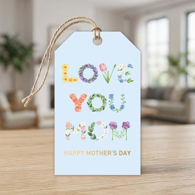 GOLRMC Mothers Day Tags - Happy Mothers Day Gift Tags with String - Floral Mom Label Tag Mothers Day Party Favors for Gift Wrapping -50Pcs -A03
