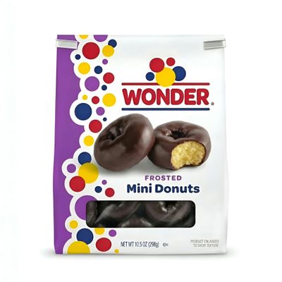 Wonder Mini Donuts Chocolate Frosted, 10 oz Bags (Case of 6) Soft Bite-Sized Donuts, Sweet Chocolate Coating, Ready-to-Eat Snack, Bulk Case