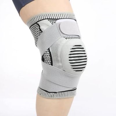 1 PAIR Copper Knee Brace Knee Support with Patella Gel Pad & Side Stabilizers for Knee Pain Sport Arthritis ACL Joint Pain Relief (Grey, Small)