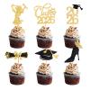 Girl Graduation Cupcake Toppers 2026 Graduation Decorations 24 PCS, Glitter Gold Class of 2026 Cupcake Topper Supplies, 2026 Graduat Decorations Party Decorations, Diploma, Grad Cap Set (Gold Girl) view 1