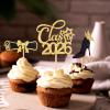 Girl Graduation Cupcake Toppers 2026 Graduation Decorations 24 PCS, Glitter Gold Class of 2026 Cupcake Topper Supplies, 2026 Graduat Decorations Party Decorations, Diploma, Grad Cap Set (Gold Girl) view 2