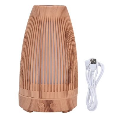100-200ml Essential Oil Diffuser, Wood Grain Humidifier with 7 - Color Night Light, USB Powered Silent Mist Humidifier for Home Office Bedroom