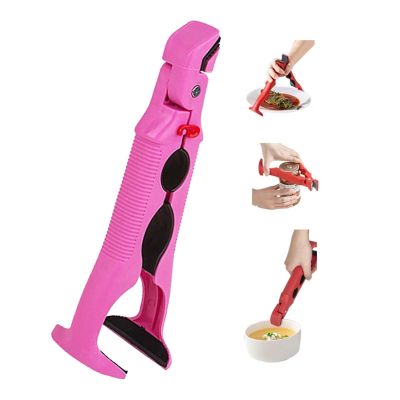 3 In 1 Non-Slip Anti-Scald Hot Plate Gripper & Bowl Clip For Kitchen, Multi-Function Dish/Pot Grabber Oven, Microwave Use(Purple)
